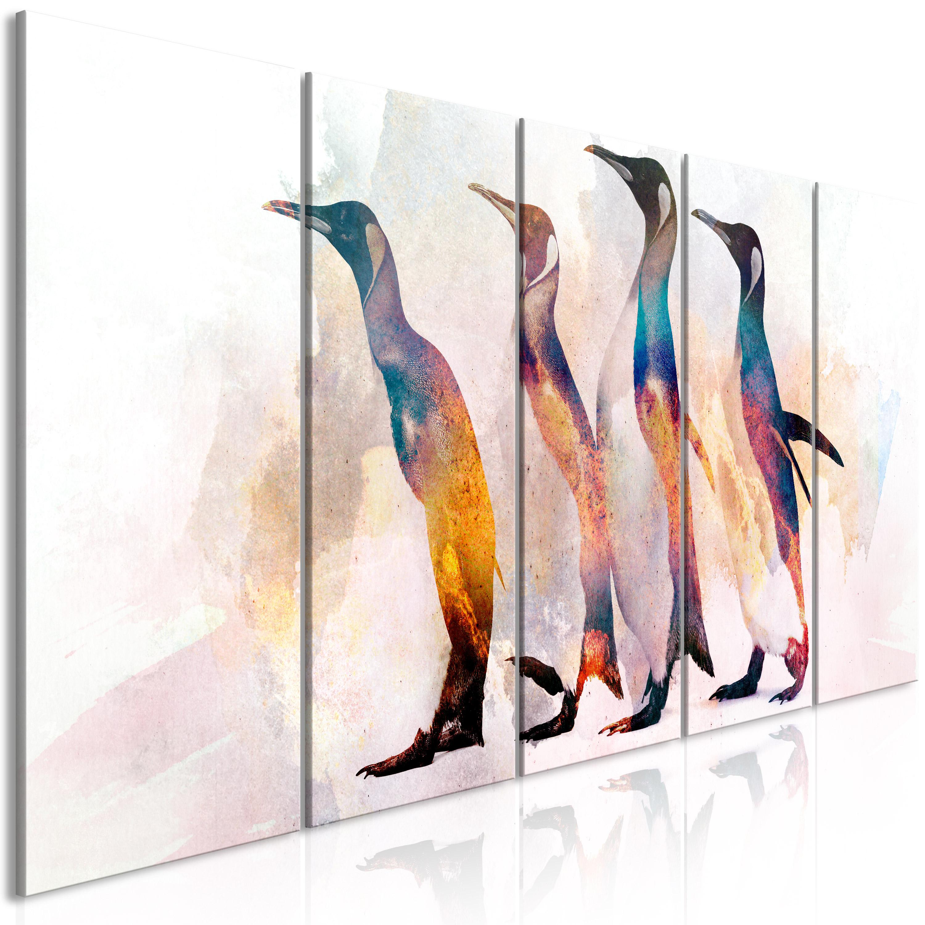 Billede - Penguin Wandering (5 dele) Narrow - 225 x 90 cm - Standard