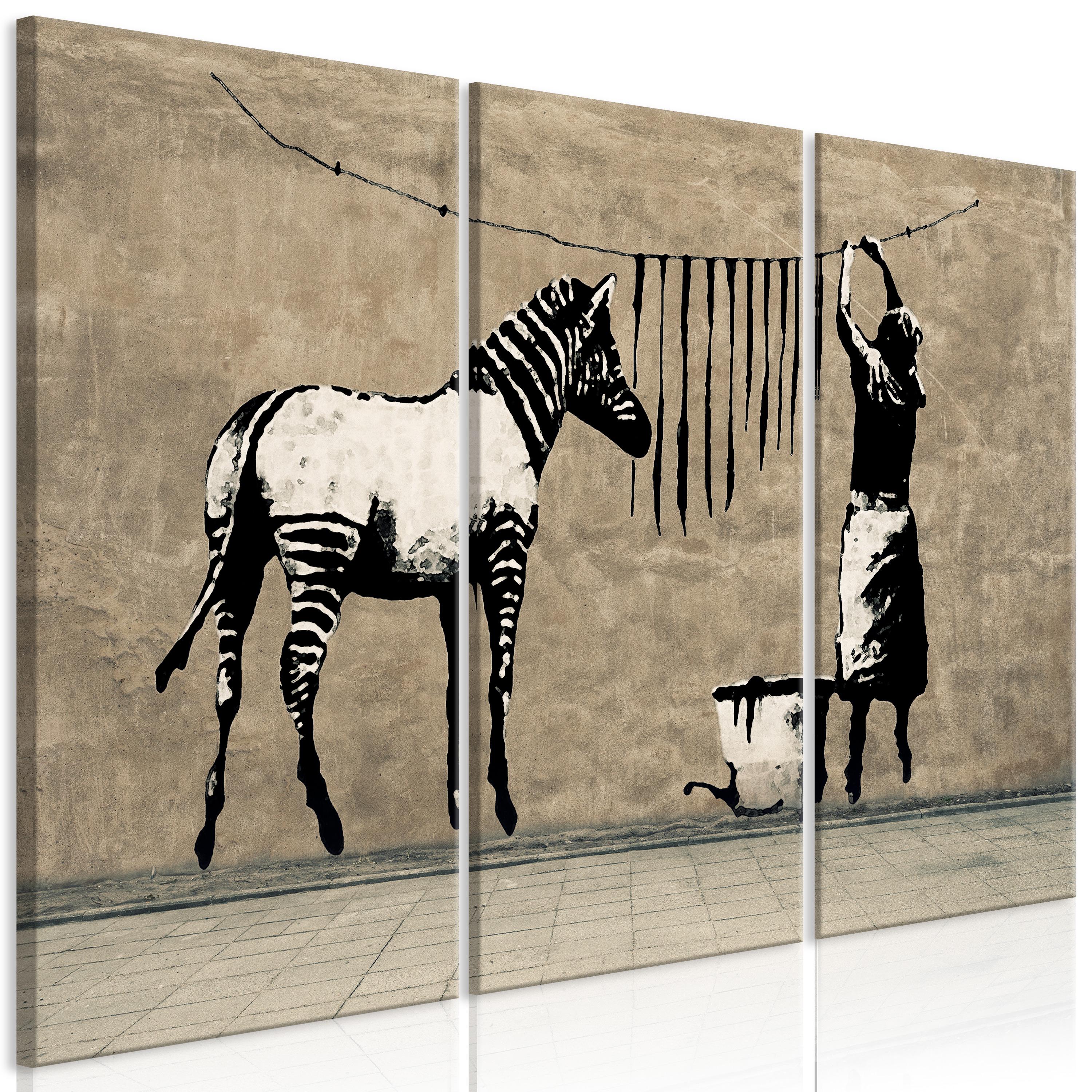 Billede - Banksy: Washing Zebra on Concrete (3 dele) - 60 x 40 cm - Standard