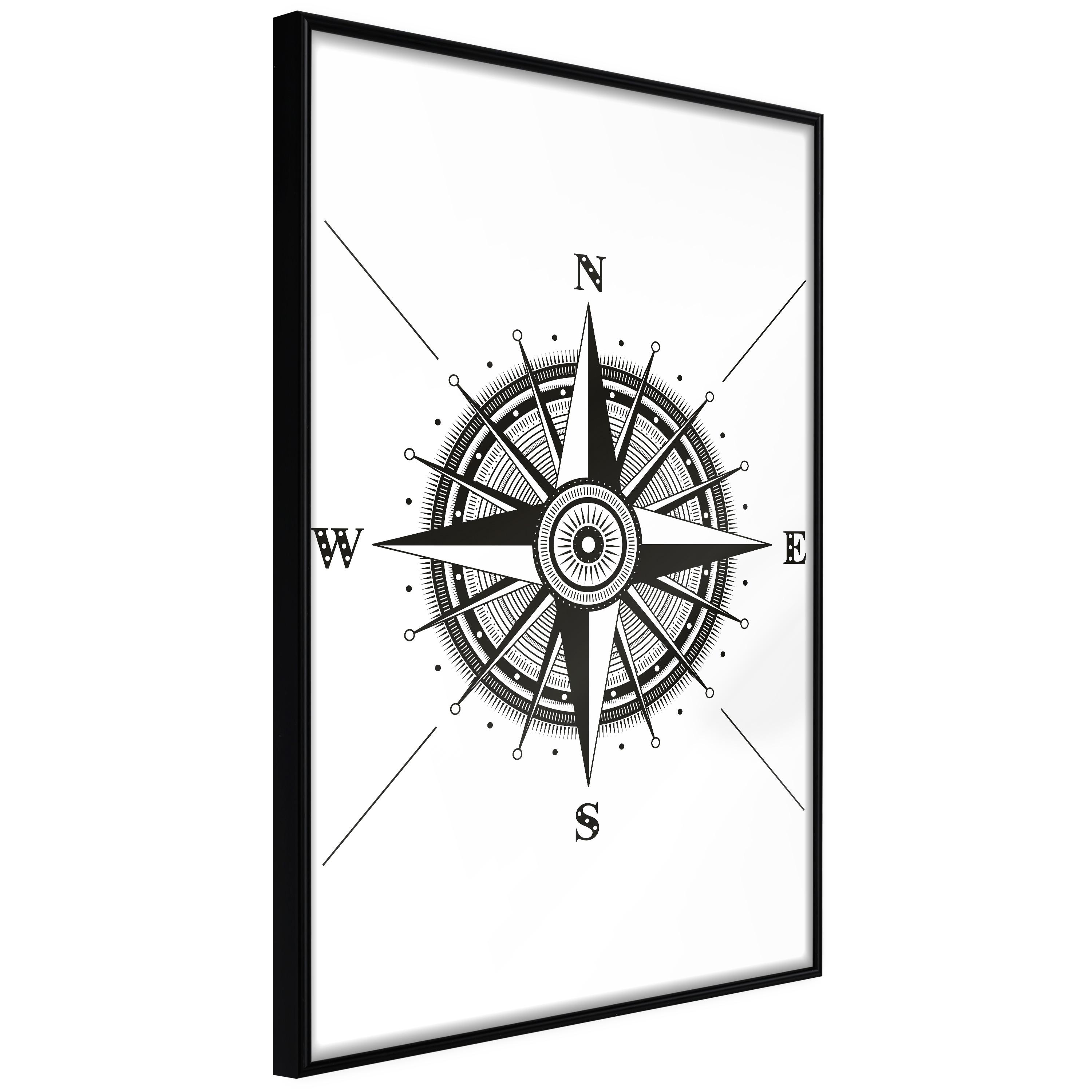 Plakat - Compass - 30 x 45 cm - Sort ramme