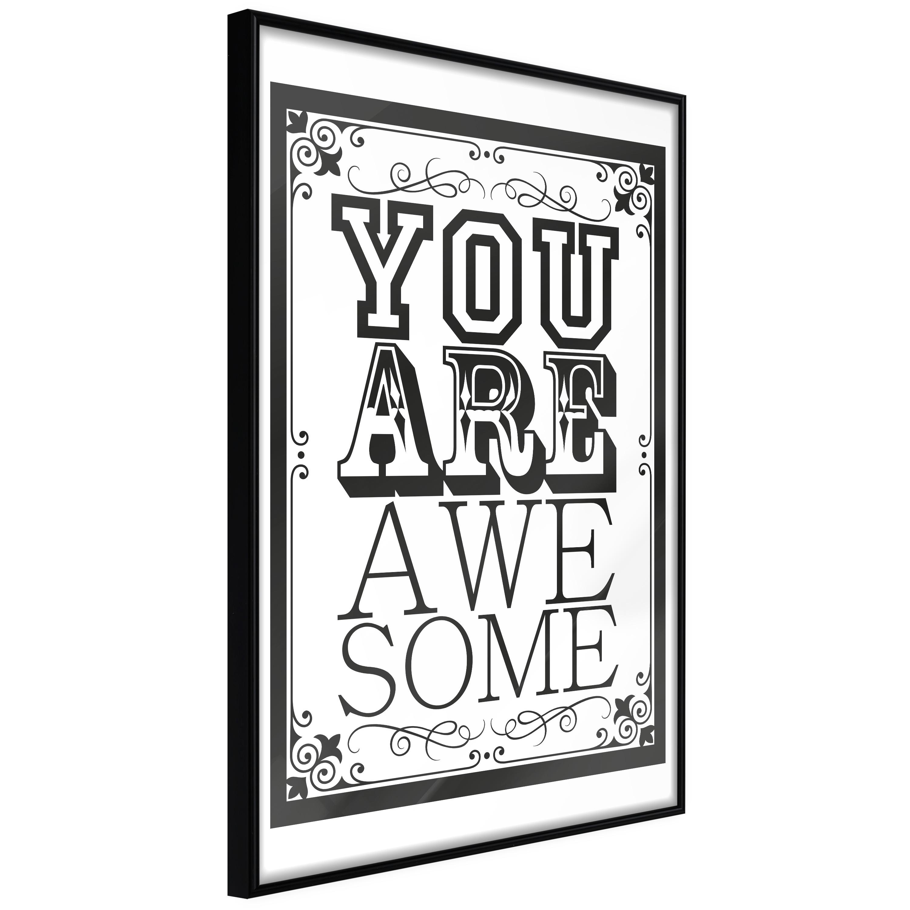 Plakat - You Are Awesome - 20 x 30 cm - Sort ramme