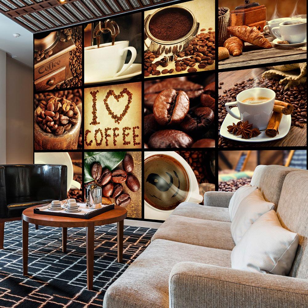 Fototapet - Coffee - Collage - 196 x 140 cm - Selvklæbende
