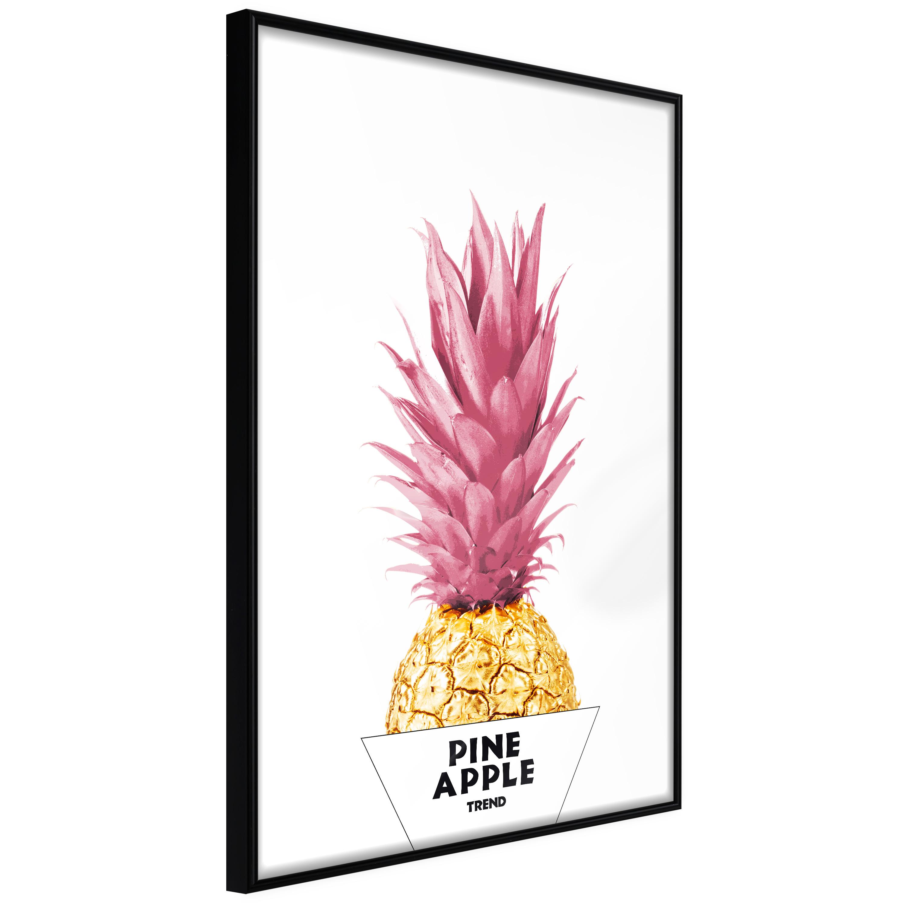 Plakat - Golden Pineapple - 40 x 60 cm - Sort ramme