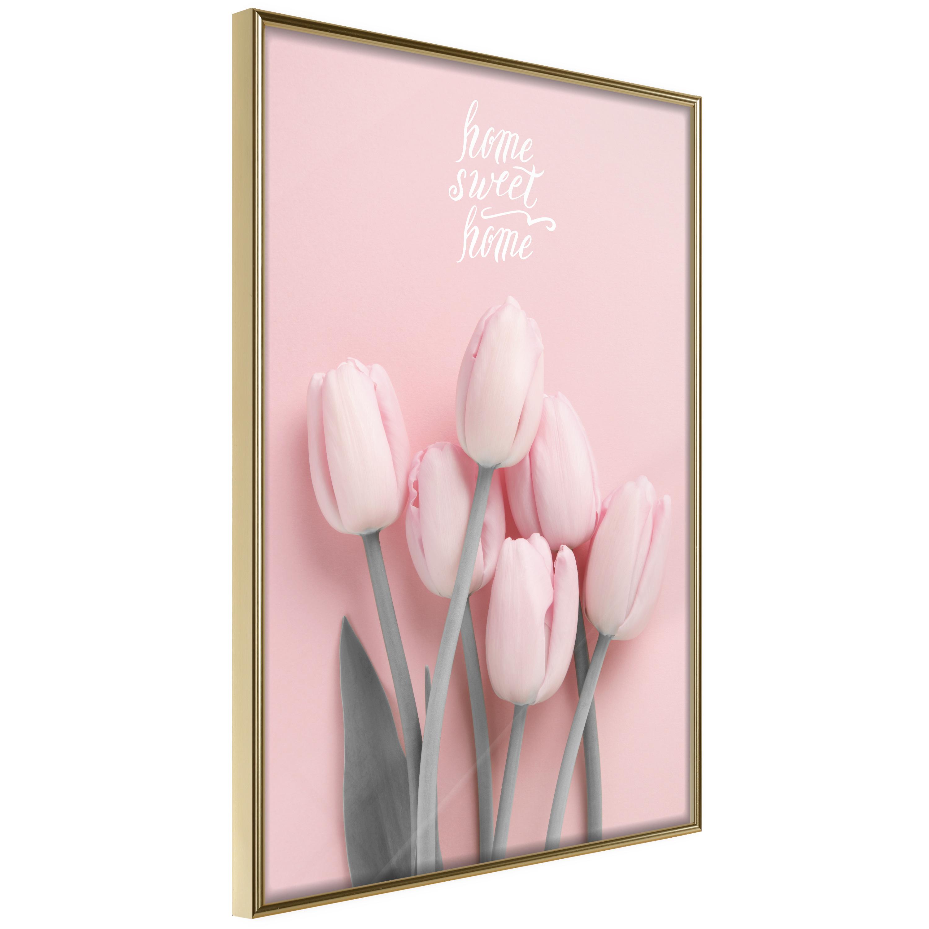Plakat - Six Tulips - 40 x 60 cm - Guldramme