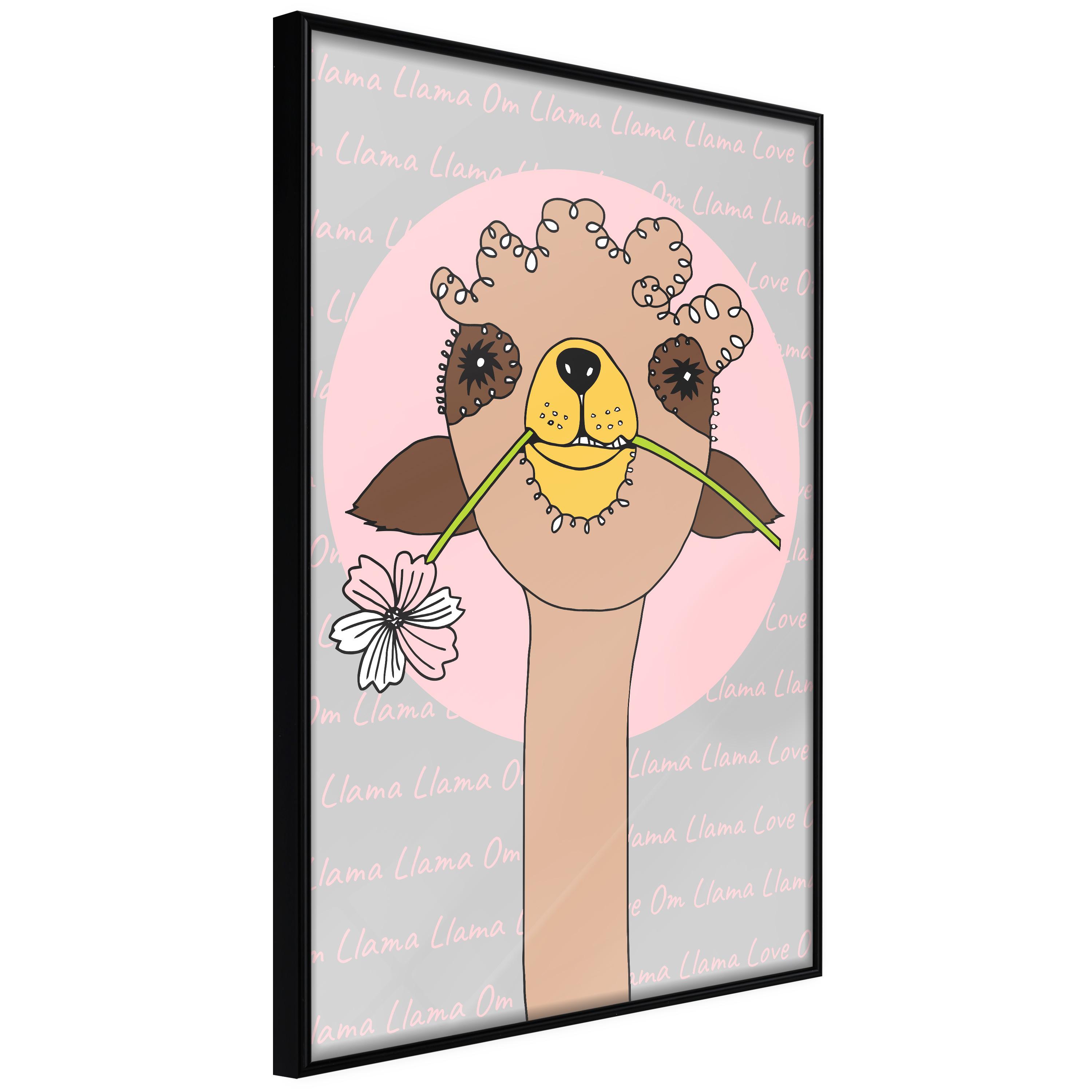 Plakat - Happy Llama - 30 x 45 cm - Sort ramme