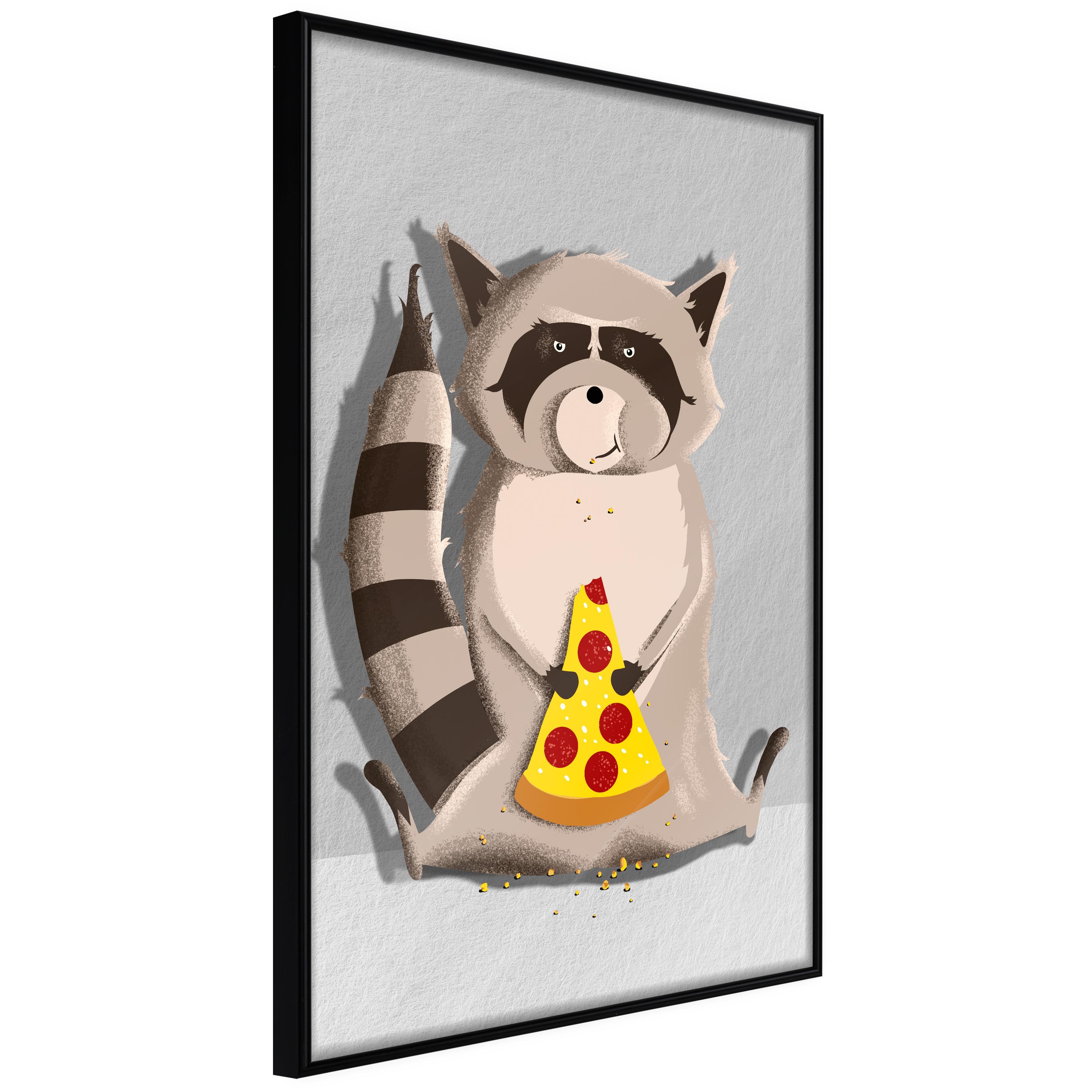 Plakat - Gourmand Raccoon - 30 x 45 cm - Sort ramme