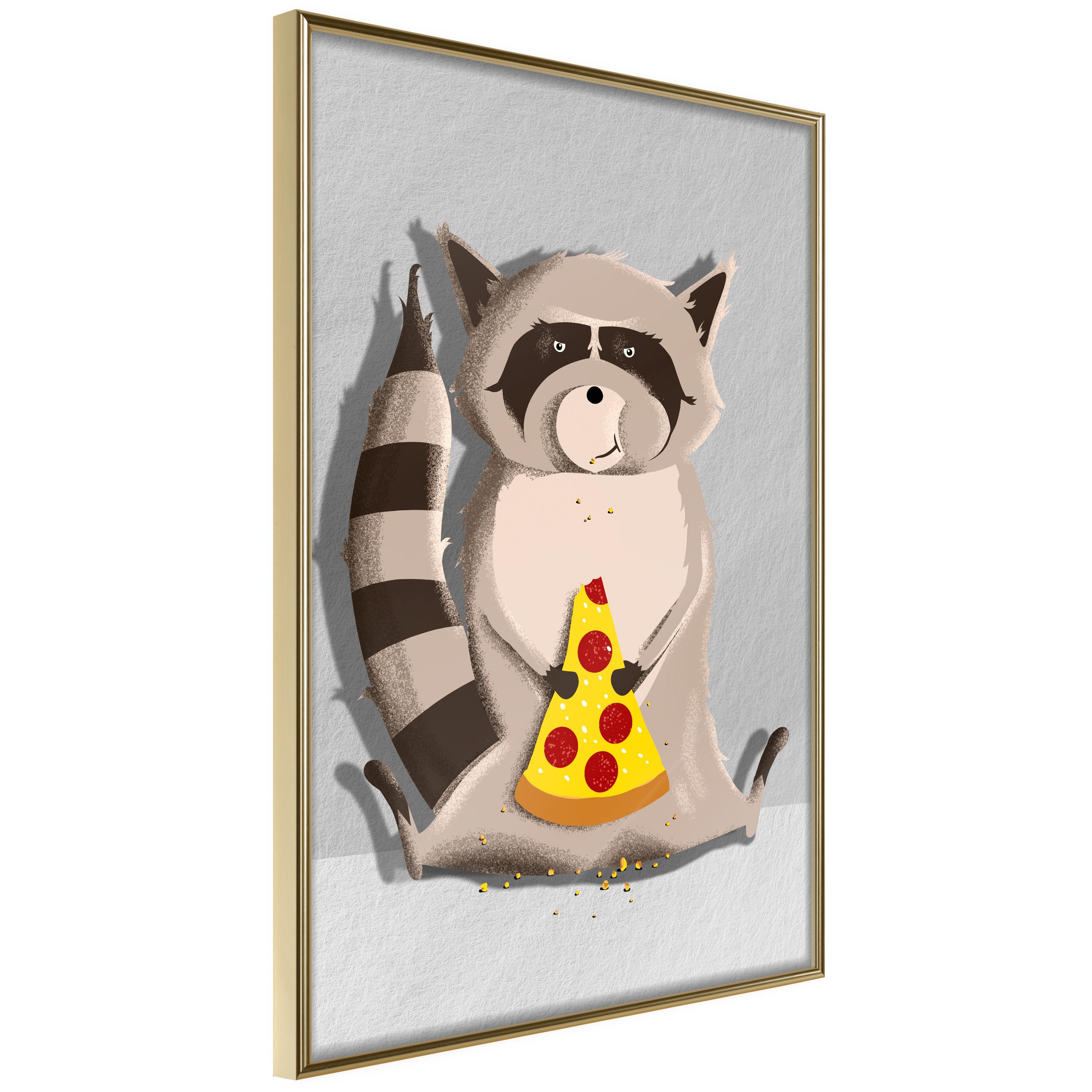 Plakat - Gourmand Raccoon - 30 x 45 cm - Guldramme