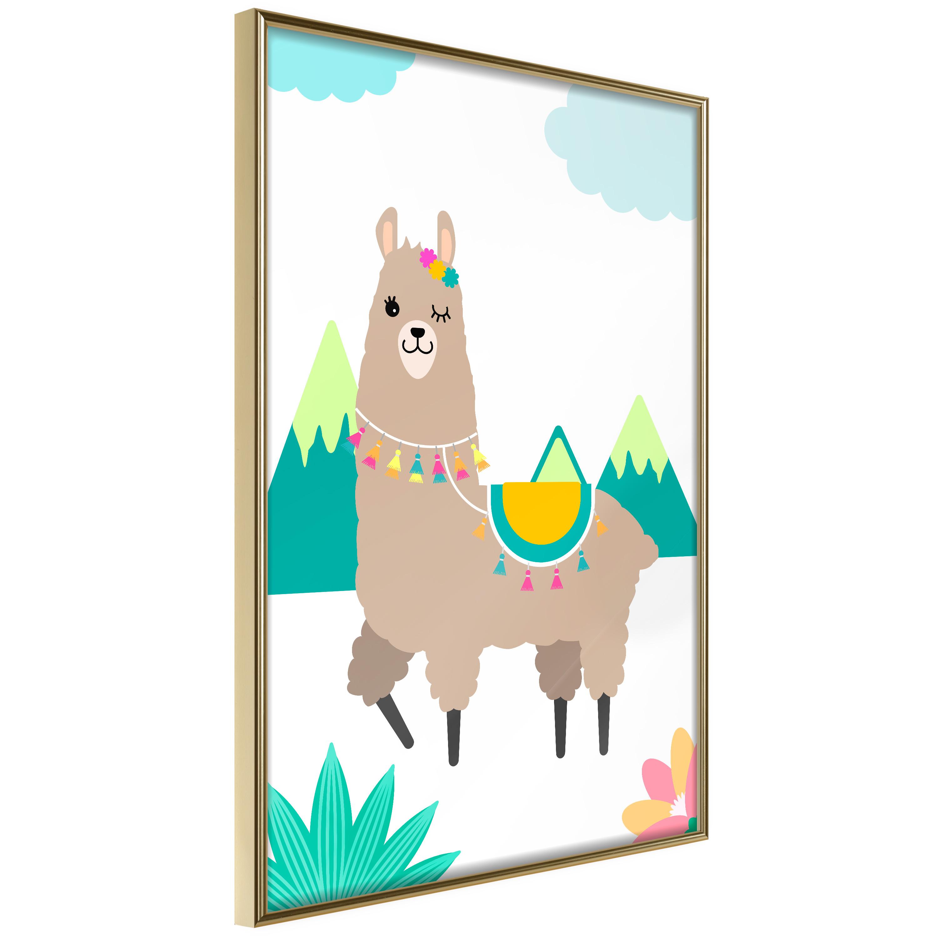 Plakat - Unusual Lama - 20 x 30 cm - Guldramme