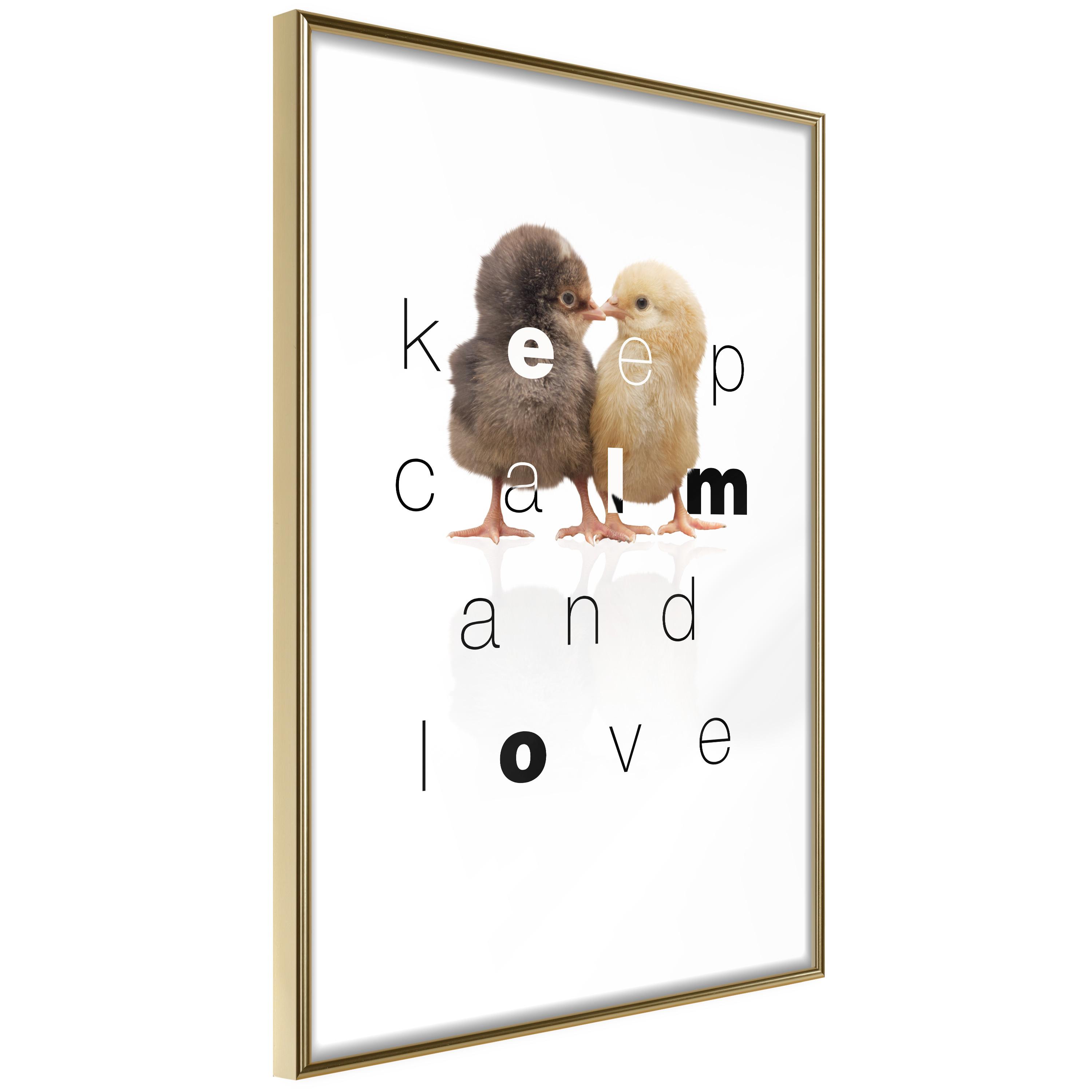 Plakat - Keep Calm and Love - 30 x 45 cm - Guldramme
