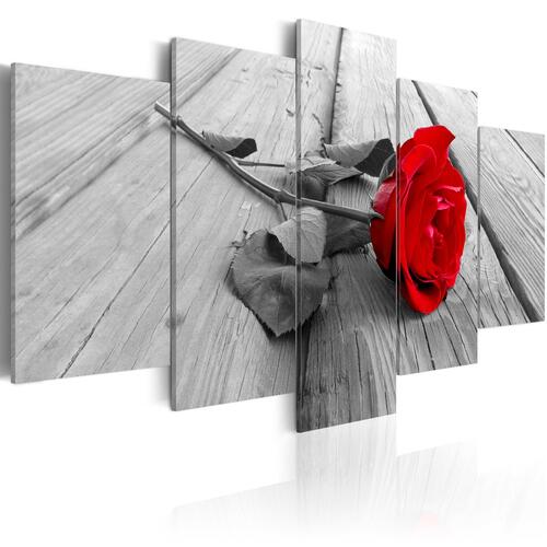 Billede - Rose on Wood (5 dele) Wide Red