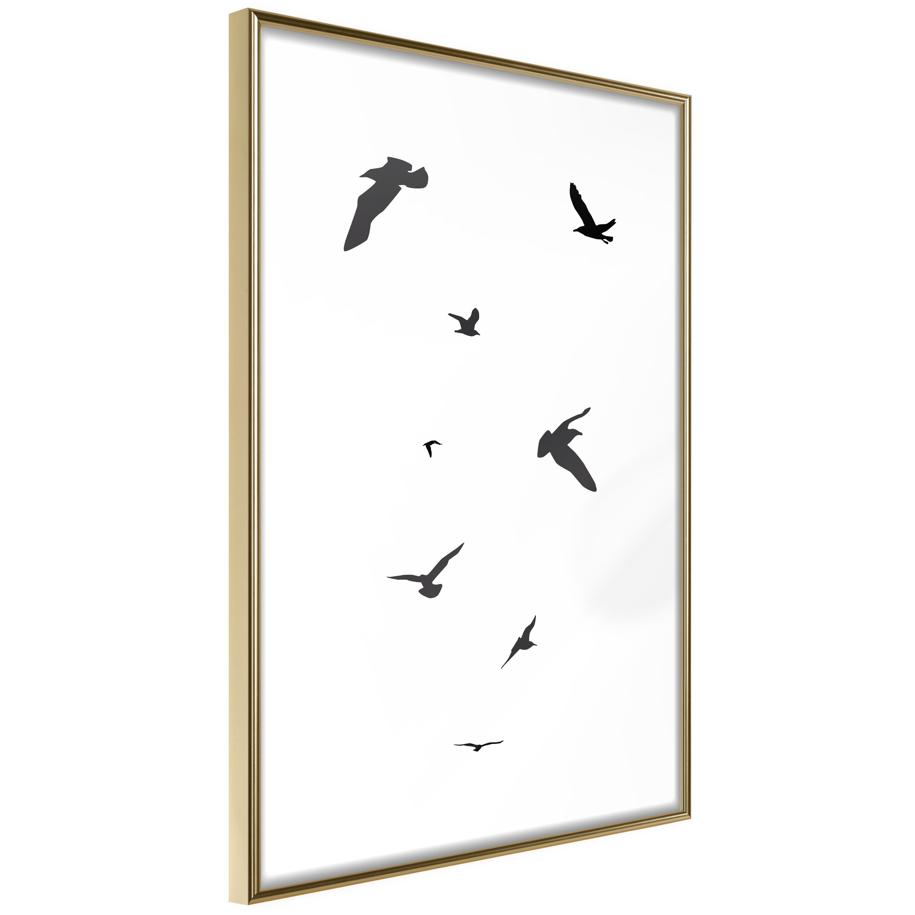 Plakat - Evening Flight - 30 x 45 cm - Guldramme