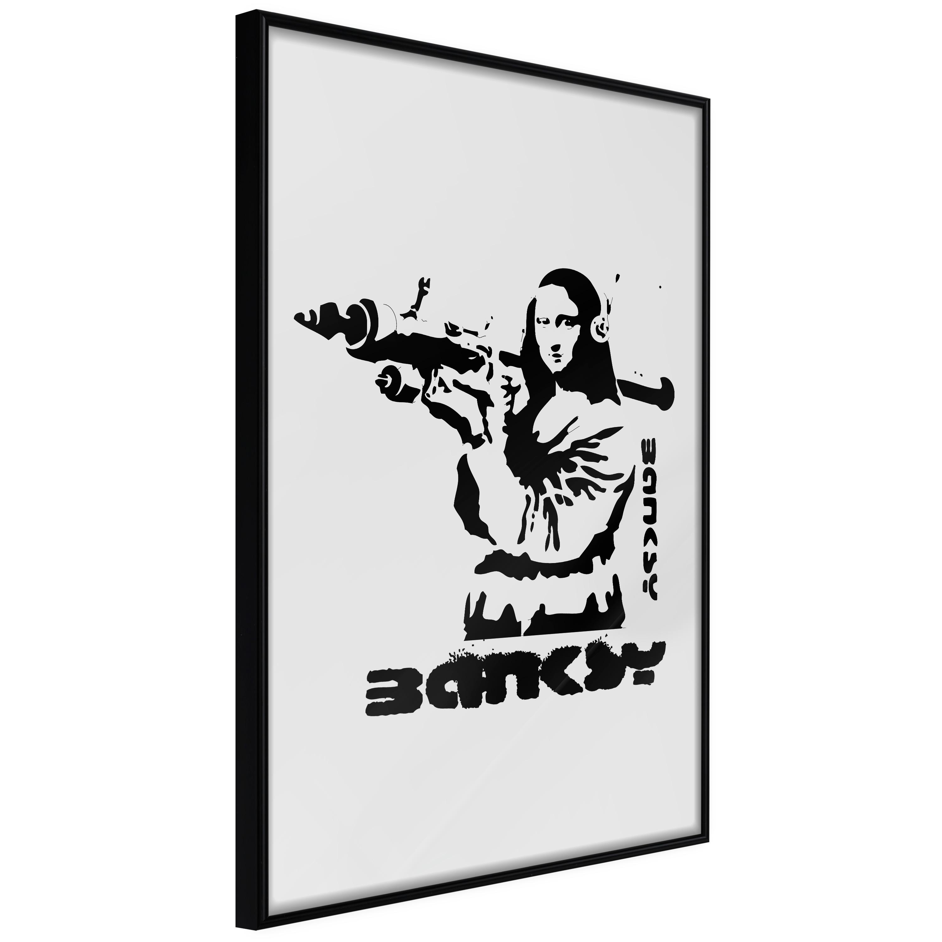 Plakat - Mona Lisa with a Bazooka - 30 x 45 cm - Sort ramme