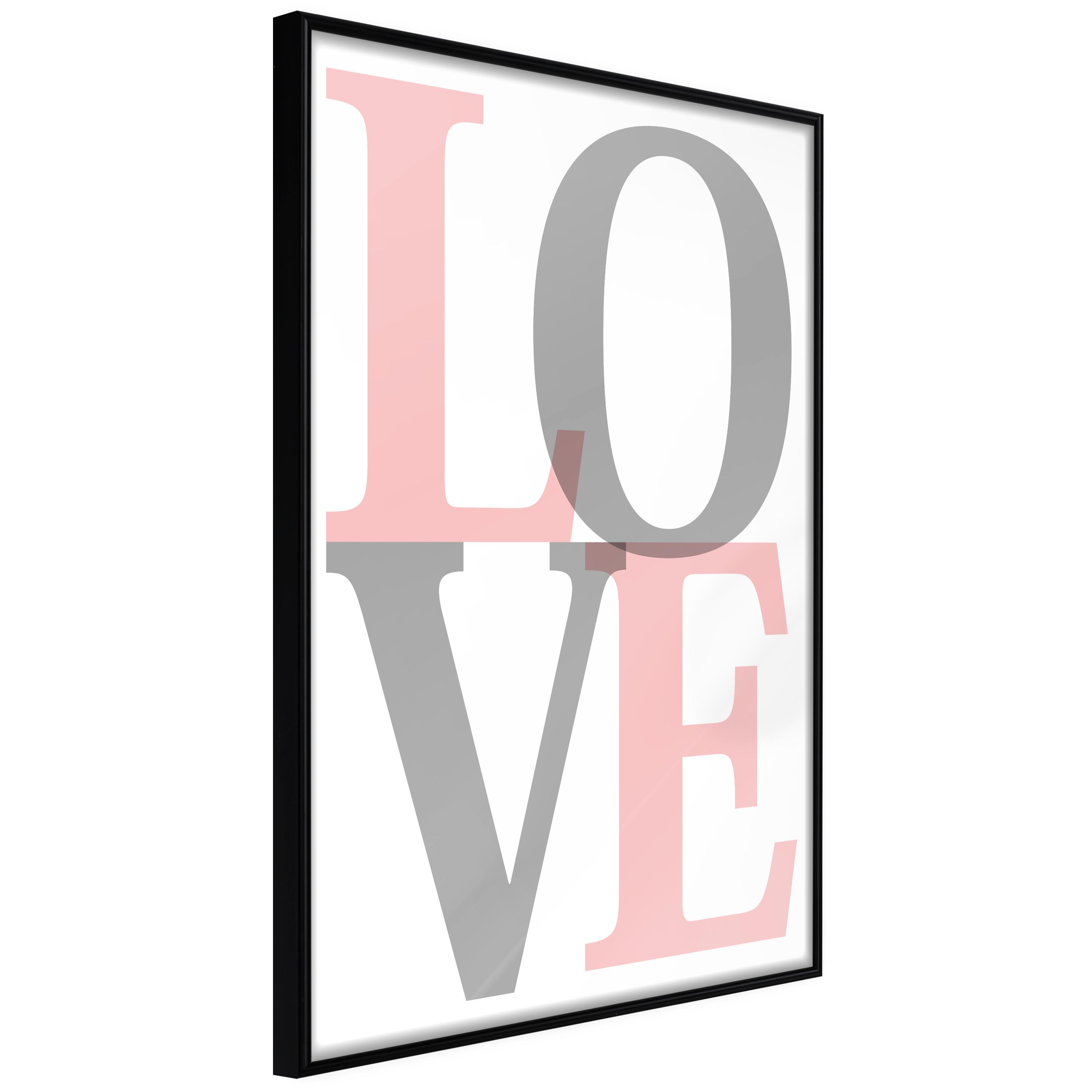 Plakat - Grey Love - 20 x 30 cm - Sort ramme