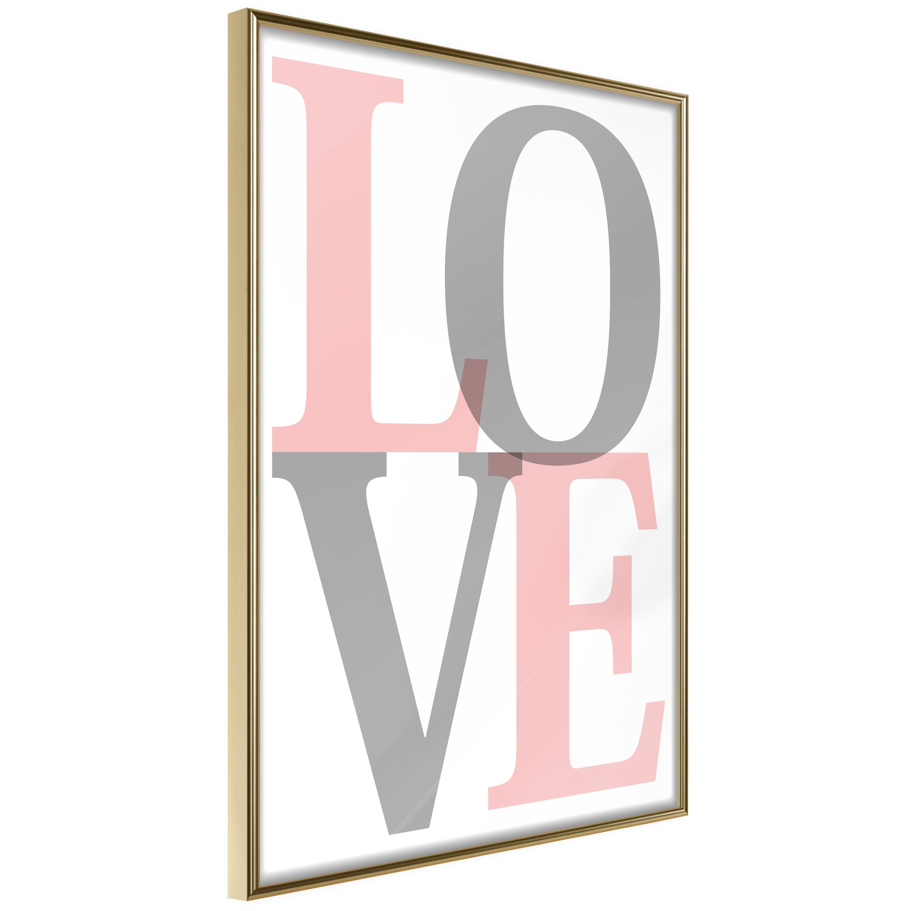 Plakat - Grey Love - 20 x 30 cm - Guldramme