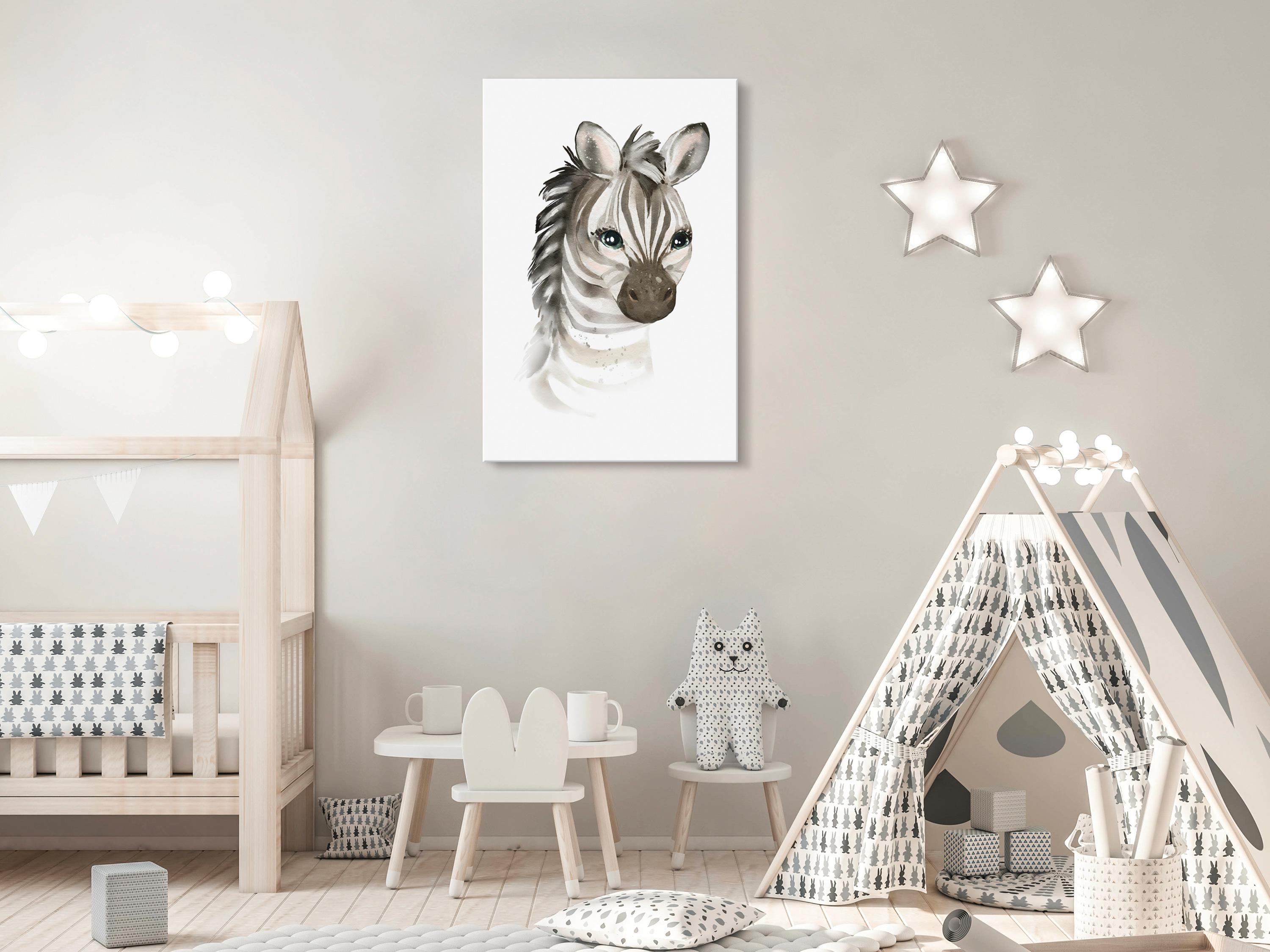 Billede - Little Zebra (1 Part) Vertical 40 x 60 cm