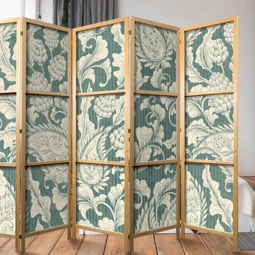Japansk skærmvæg - Sage Green Flourishes 225 x 161 cm