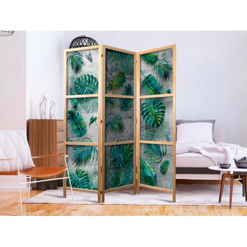 Japansk skærmvæg - Leaves on the Concrete I 135 x 161 cm