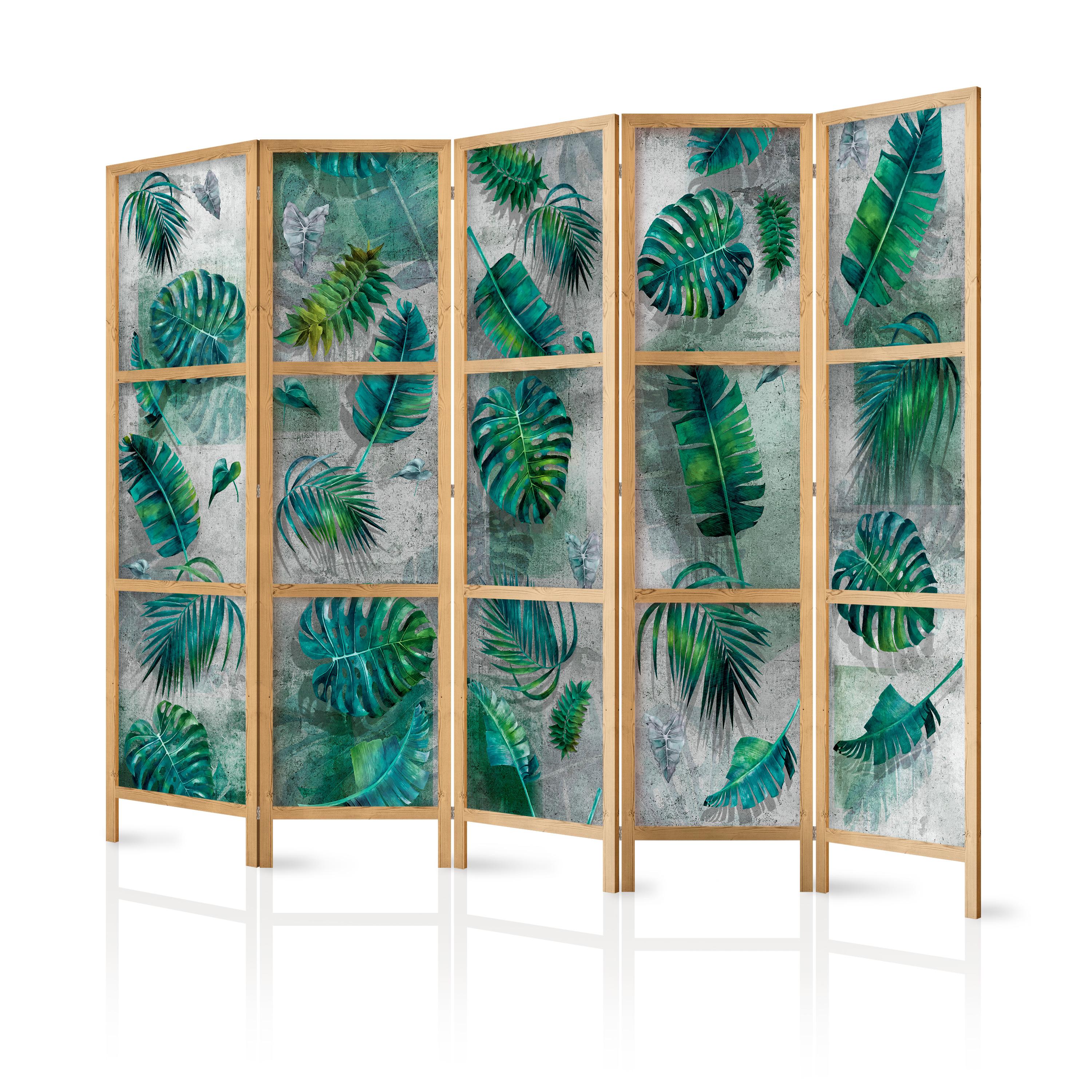 Japansk skærmvæg - Leaves on the Concrete II 225 x 161 cm