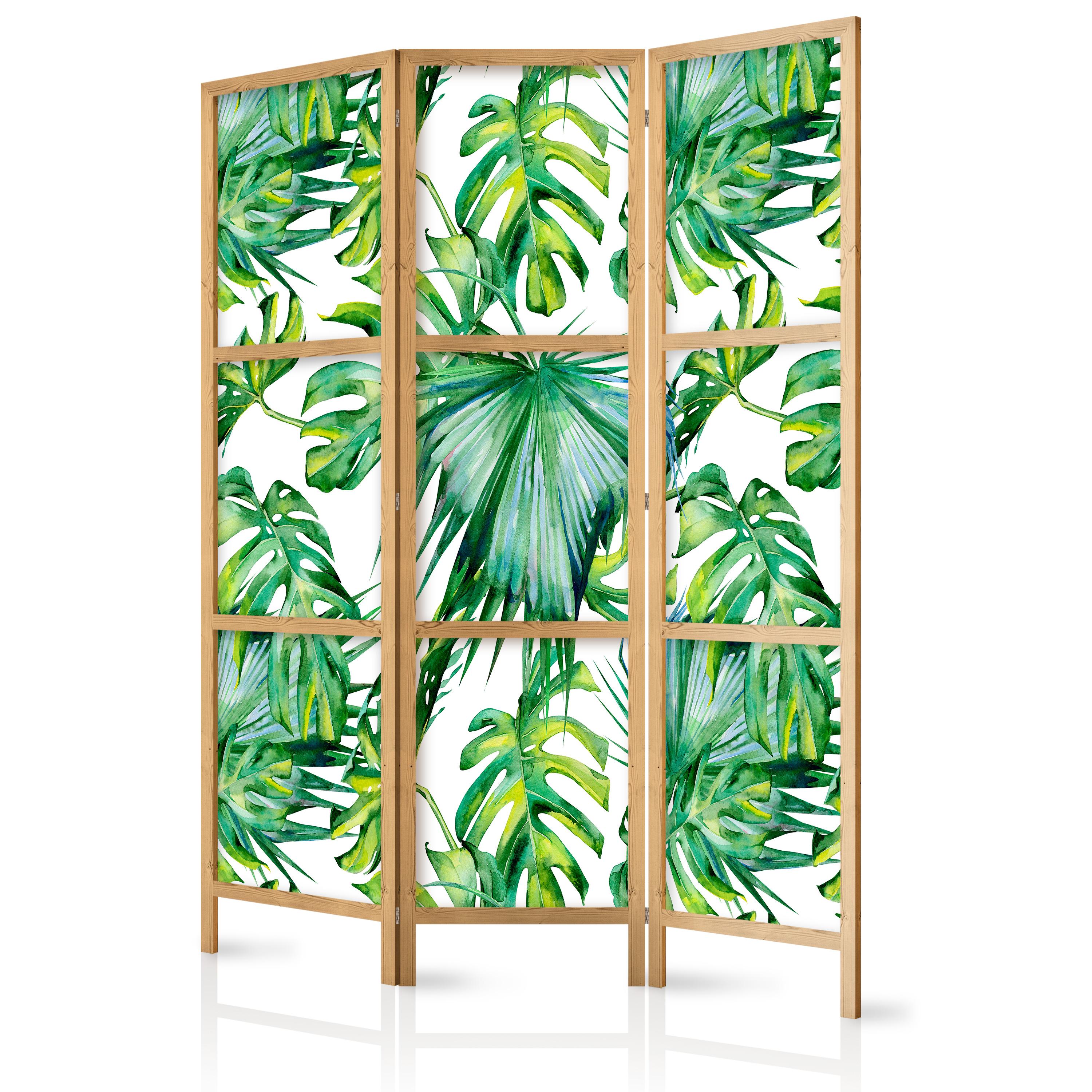 Japansk skærmvæg - Monstera and Palm Leaves I 135 x 161 cm