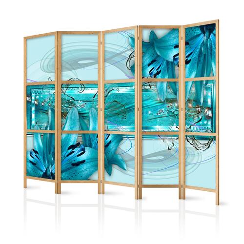 Japansk skærmvæg - Lilies in Pale Blue II 225 x 161 cm