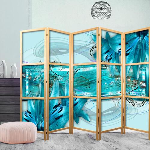 Japansk skærmvæg - Lilies in Pale Blue II 225 x 161 cm