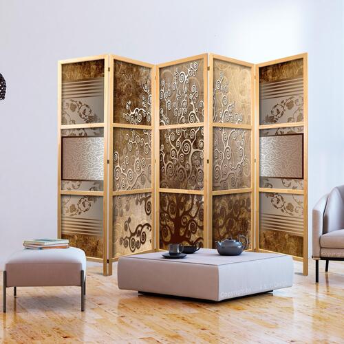 Japansk skærmvæg - Golden Flourishes II 225 x 161 cm