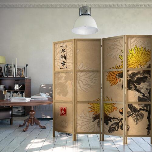 Japansk skærmvæg - Japanese Style: Chrysanthemums II 225 x 161 cm