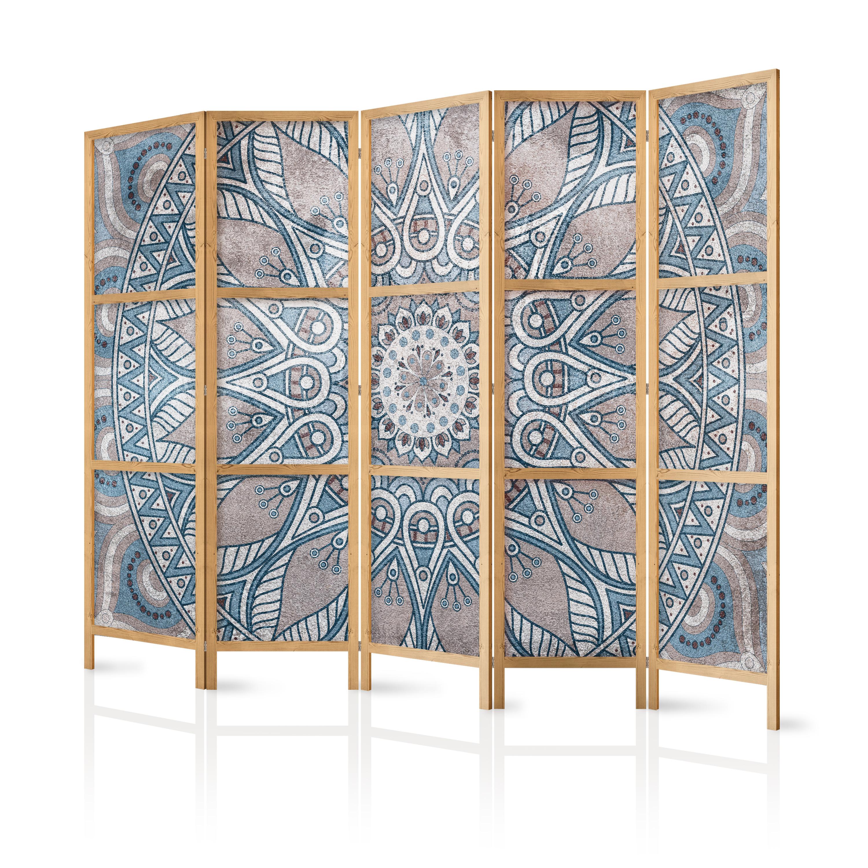 Japansk skærmvæg - Grey Mandala II 225 x 161 cm