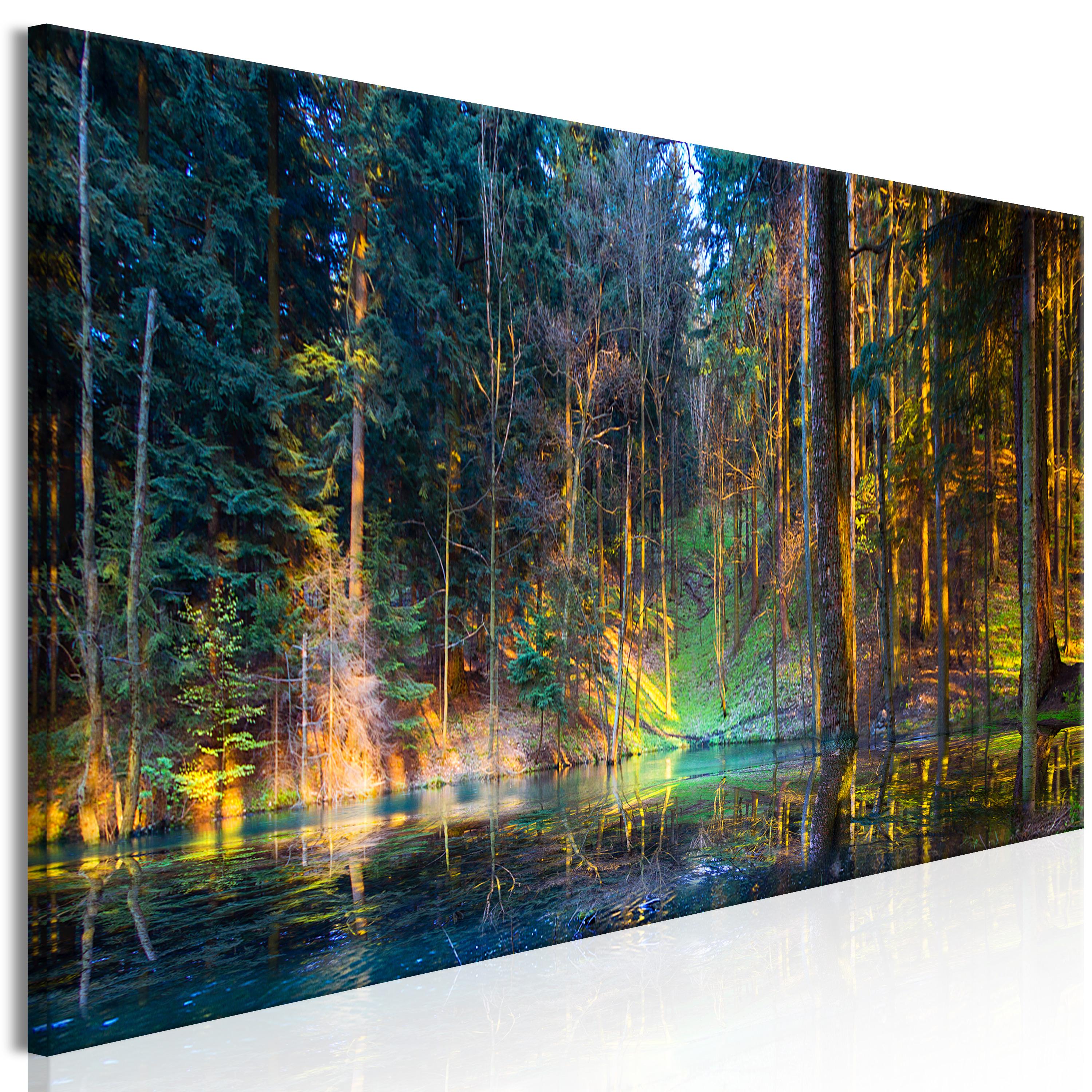 Billede - Pond in the Forest (1 Part) Narrow - 135 x 45 cm - Standard