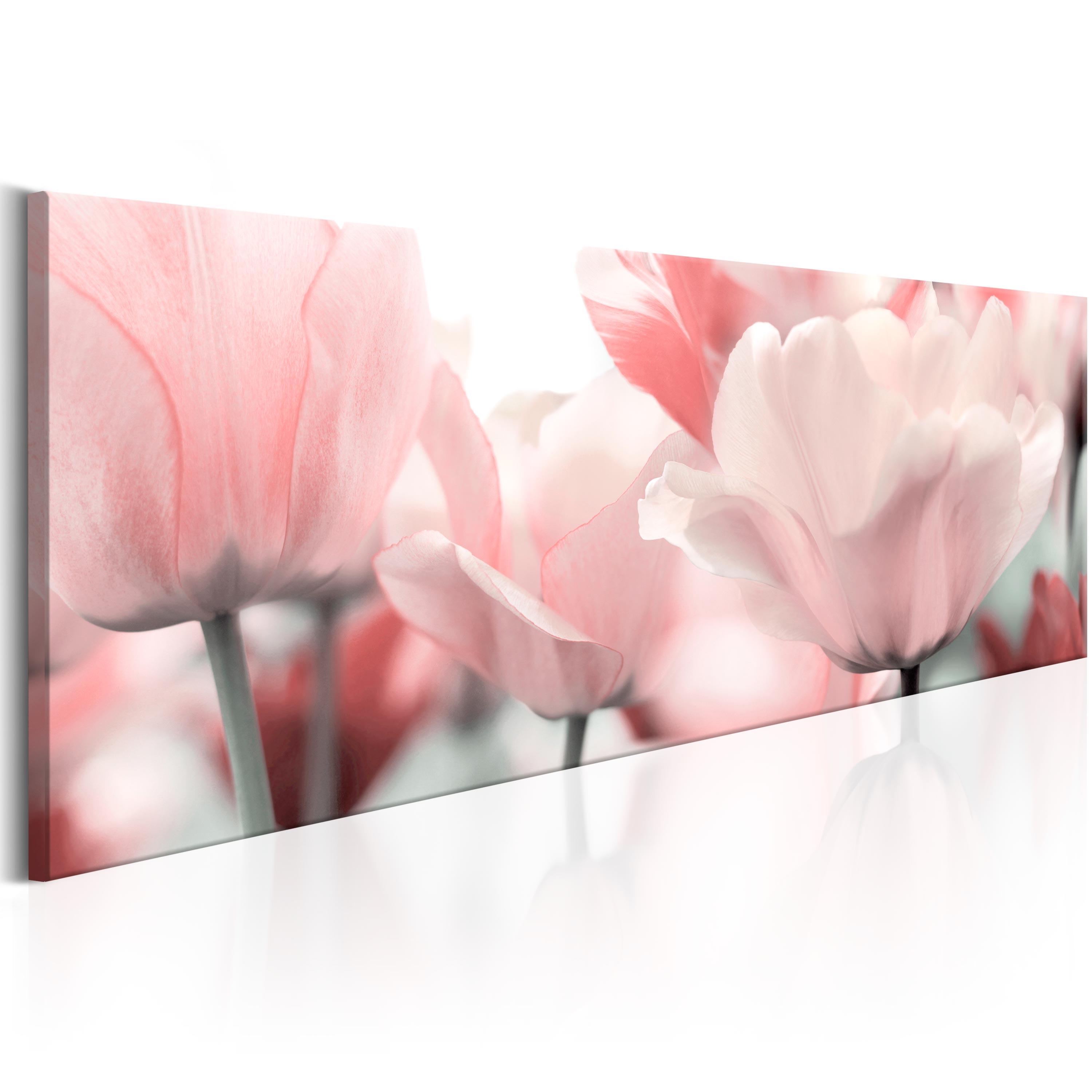 Billede - Pink Tulips - 120 x 40 cm - På italiensk lærred