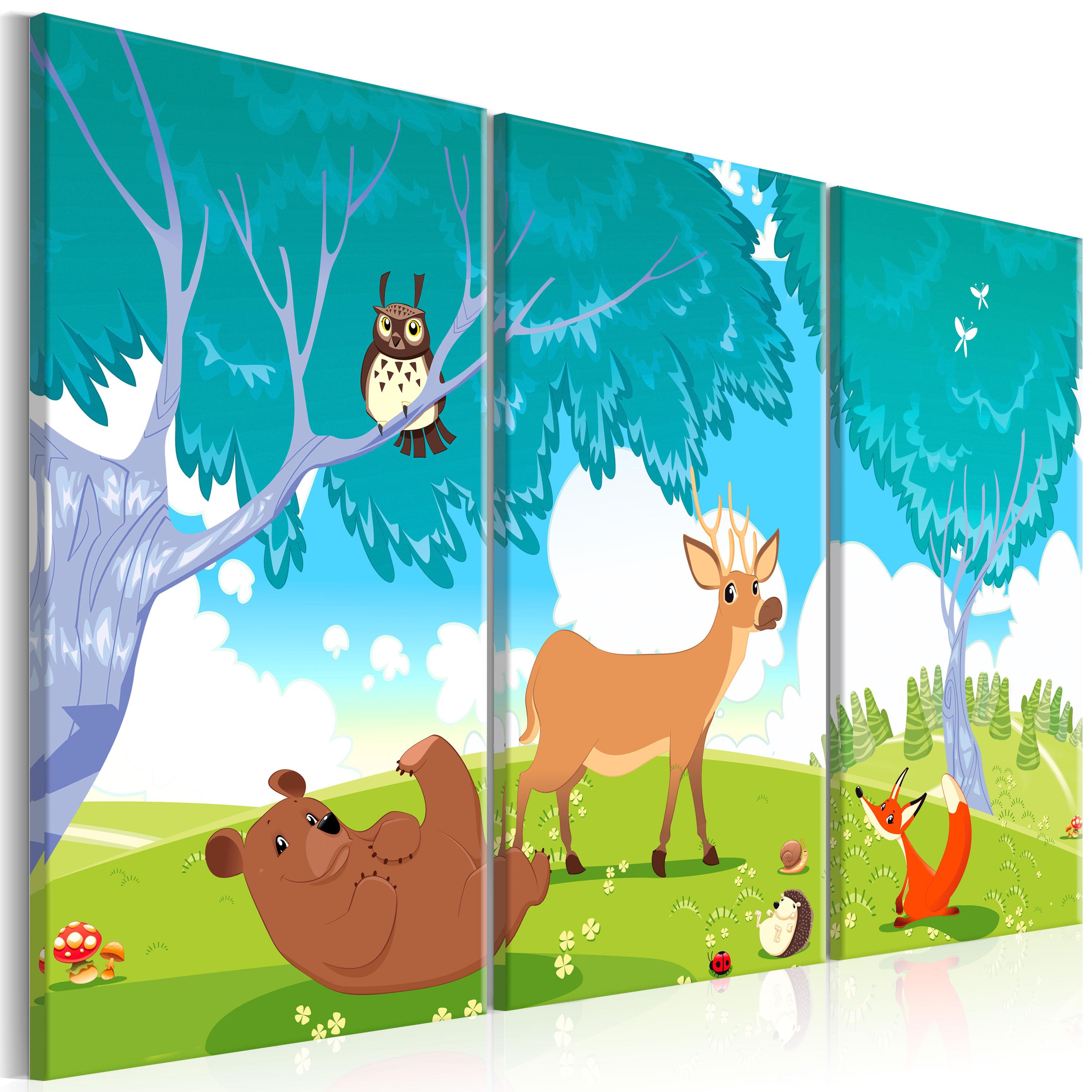 Billede - Friendly Animals (3 dele) - 90 x 60 cm - Standard