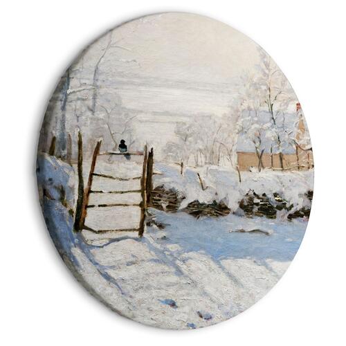 Rundt lærredsprint - Claude Monets Magpie - Normandys Painted Winter Landscape