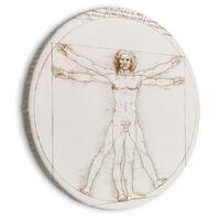 Rundt lærredsprint - Vitruvian Man by Leonardo Da Vinci - A Drawing of the Proportions of a Mans Bo