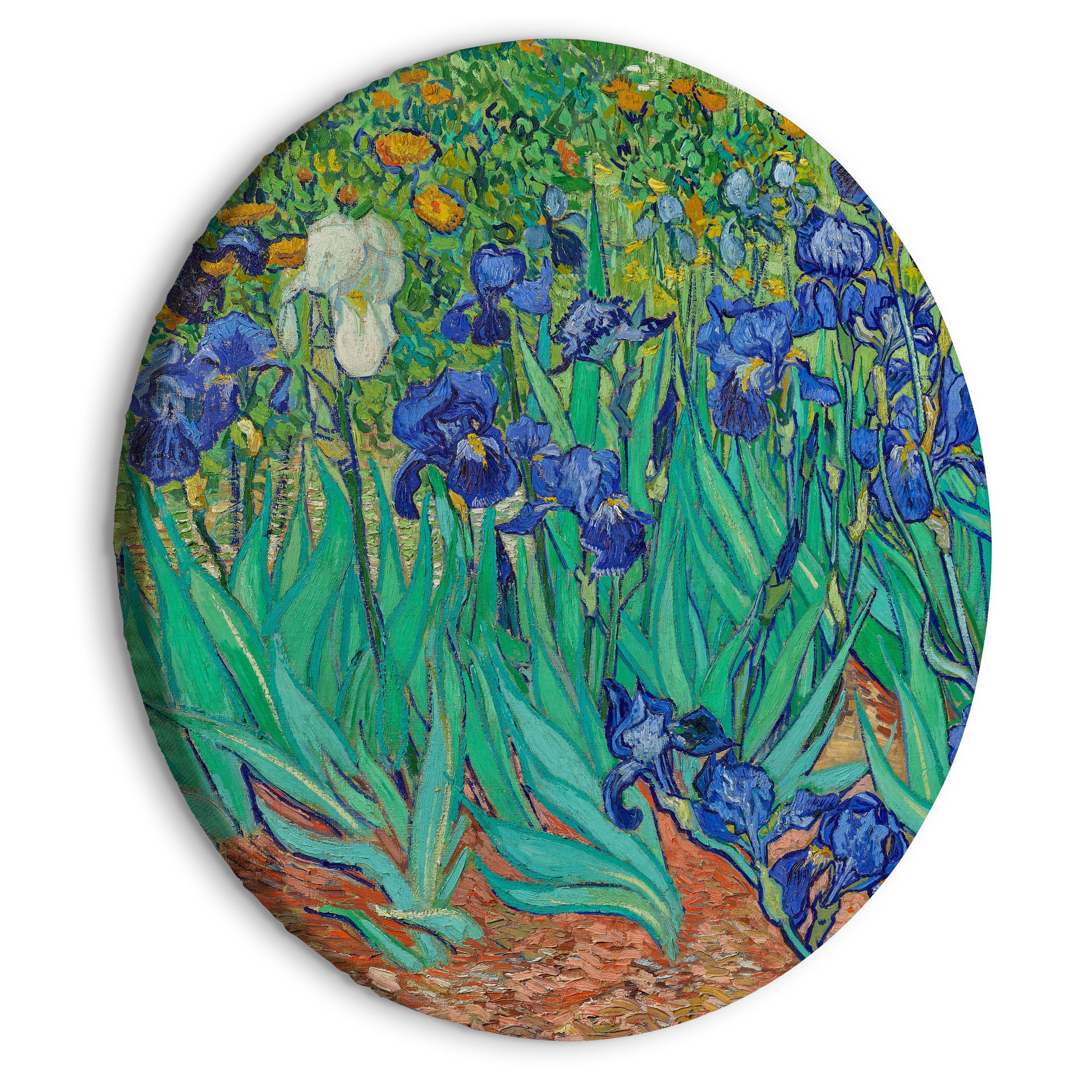 Rundt lærredsprint - Irises by Vincent Van Gogh - Blue Flowers in the Meadow - 40 x 40 cm