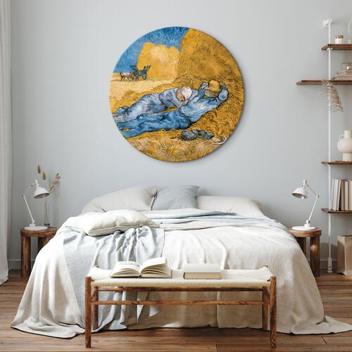 Rundt lærredsprint - Noon: Rest from Work (Vincent Van Gogh)