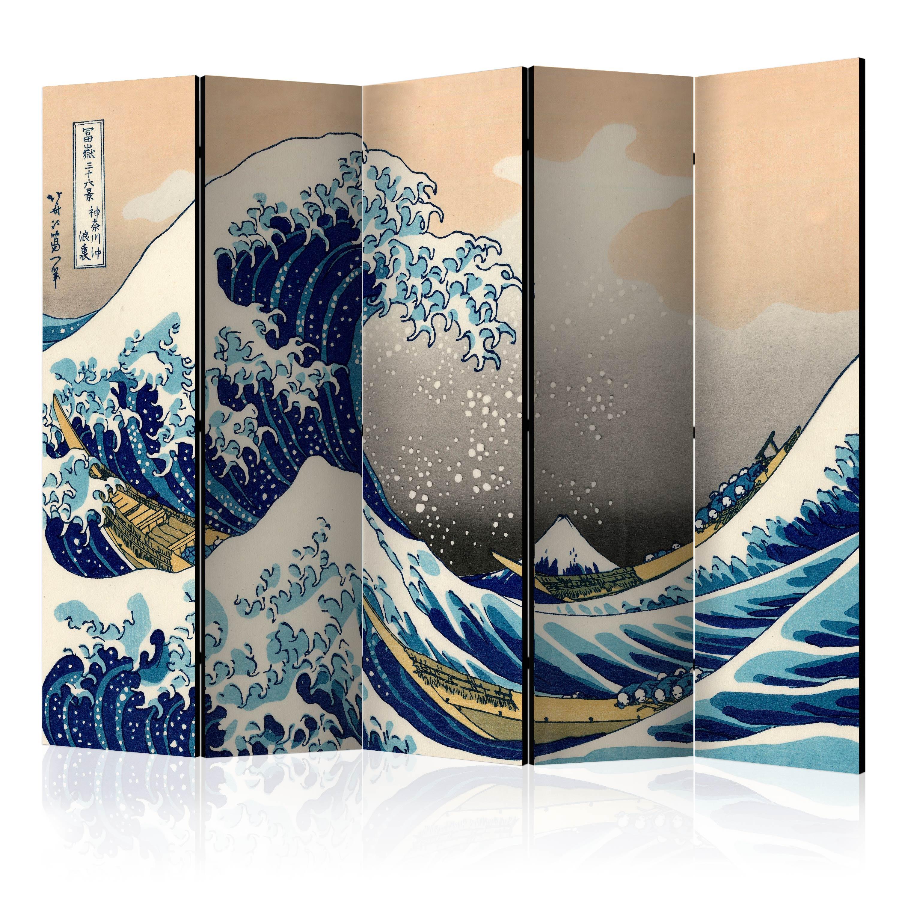 Skærmvæg - The Great Wave off Kanagawa II - 225 x 172 cm - Dobbeltsiddet billede