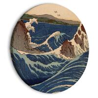 Rundt lærredsprint - Japanese Woodcut Utagawa Hiroshige - Great Blue Wave