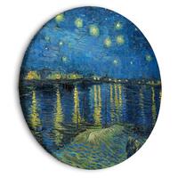 Rundt lærredsprint - Vincent Van Gogh - Starry Night Over the Rhone - A Boat Against the Background