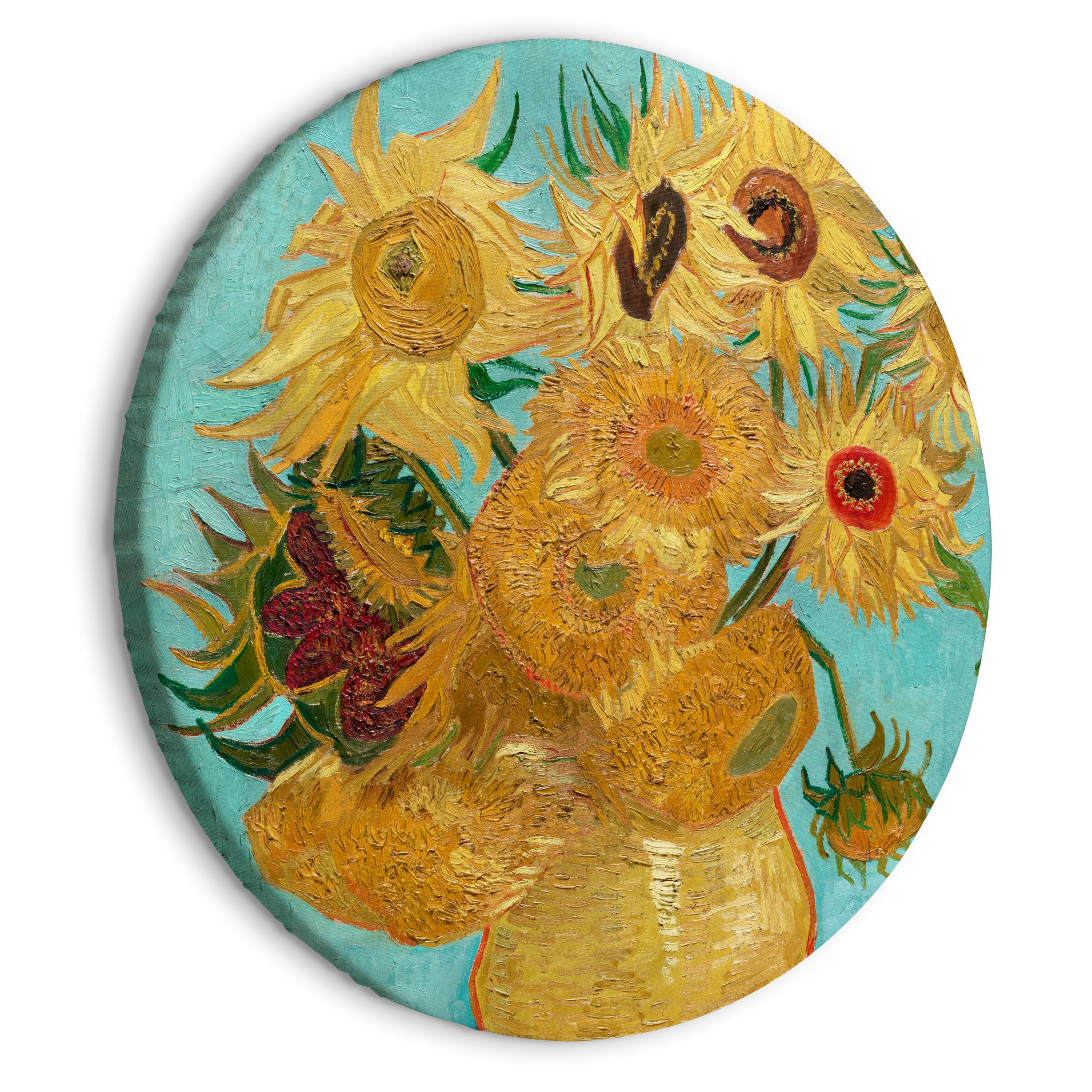 Rundt lærredsprint - Vase with Twelve Sunflowers (Vincent van Gogh)