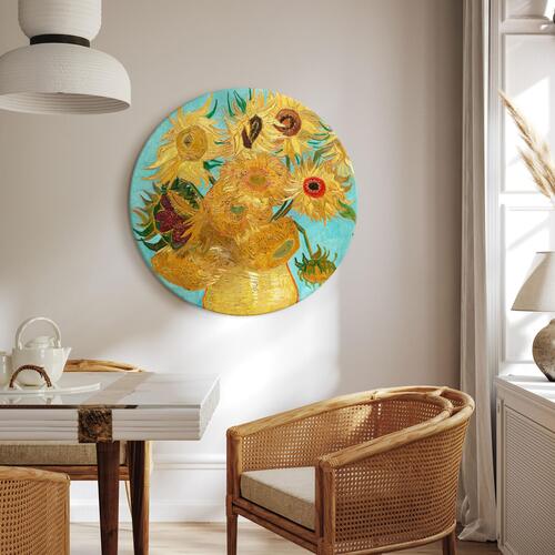 Rundt lærredsprint - Vase with Twelve Sunflowers (Vincent van Gogh)