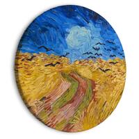 Rundt lærredsprint - Wheat Field With Crows, Vincent Van Gogh - Summer Countryside Landscape
