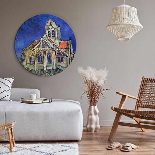 Rundt lærredsprint - The Church at Auvers (Vincent van Gogh)