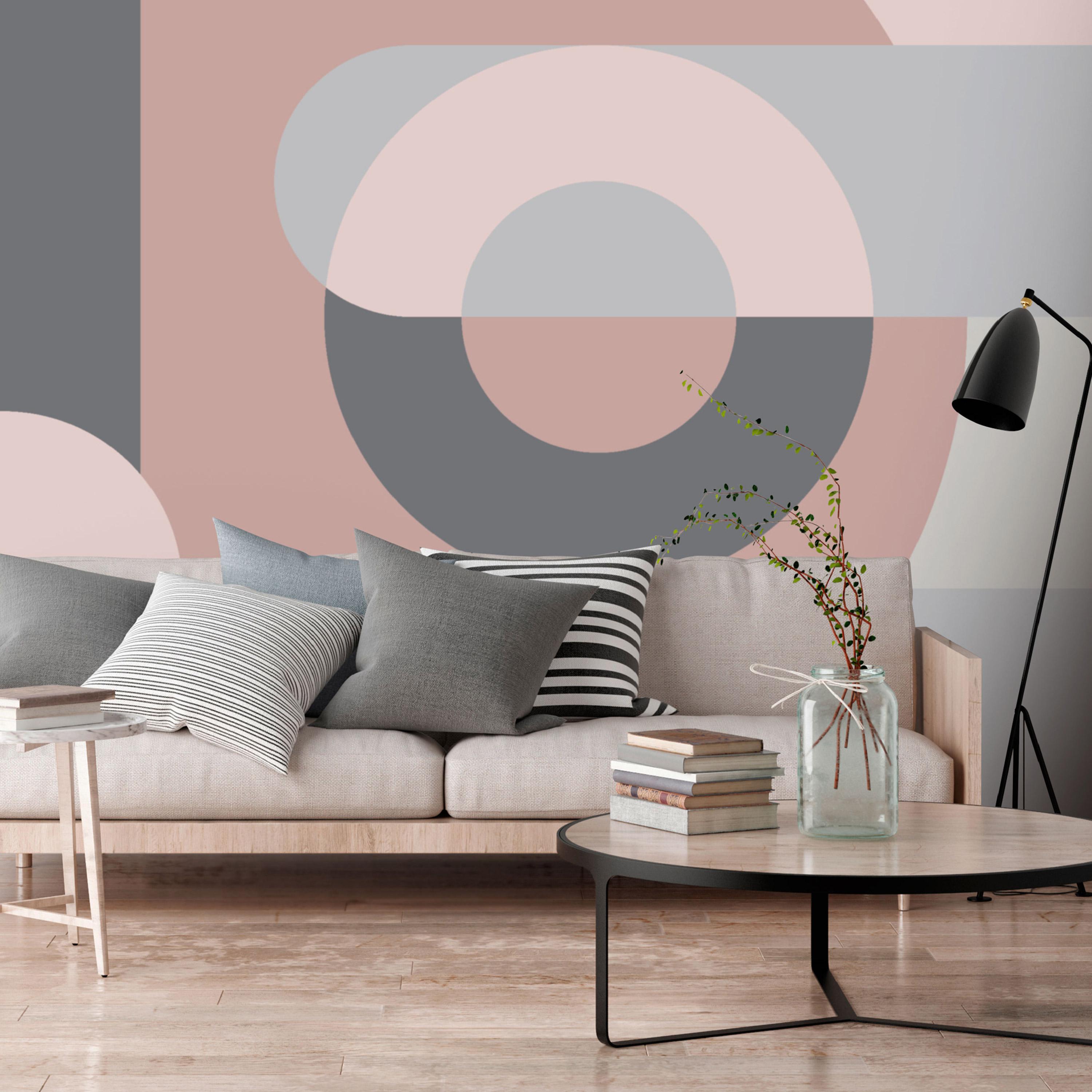 Fototapet - Geometric Wreath (Pink) - 150 x 105 cm - Standard