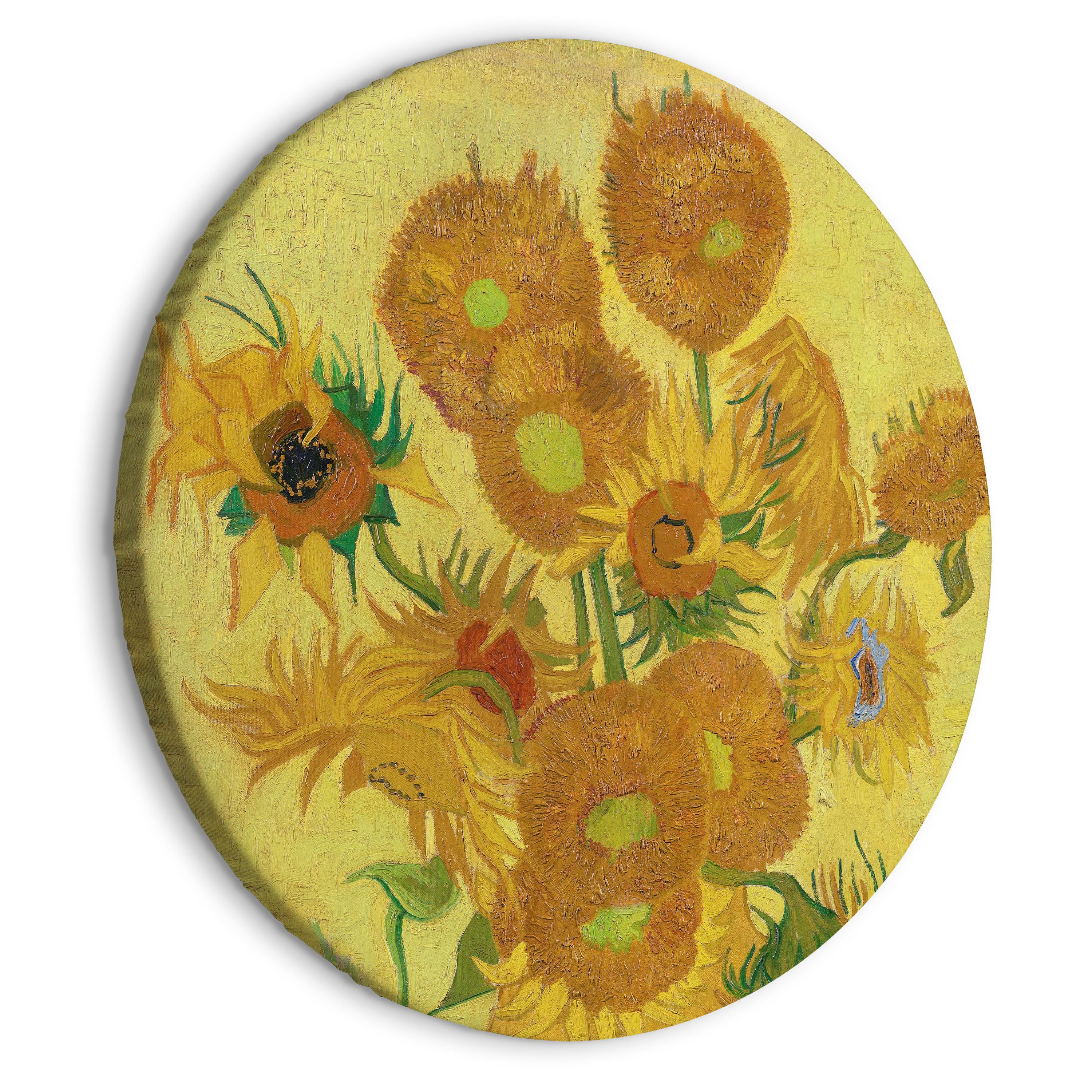 Rundt lærredsprint - Sunflowers (Vincent van Gogh) - 60 x 60 cm