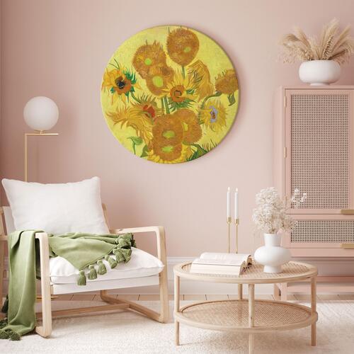 Rundt lærredsprint - Sunflowers (Vincent van Gogh)