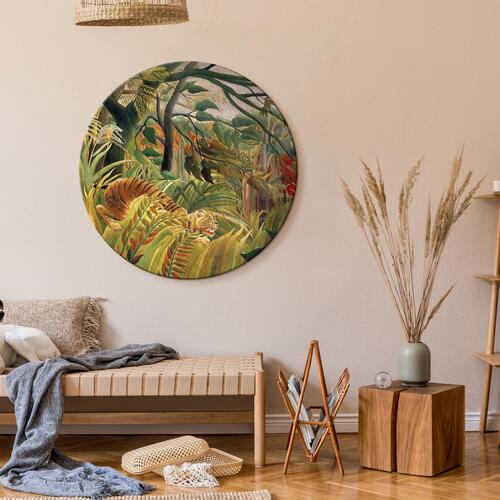 Rundt lærredsprint - Tiger in a Tropical Storm (Henri Rousseau)