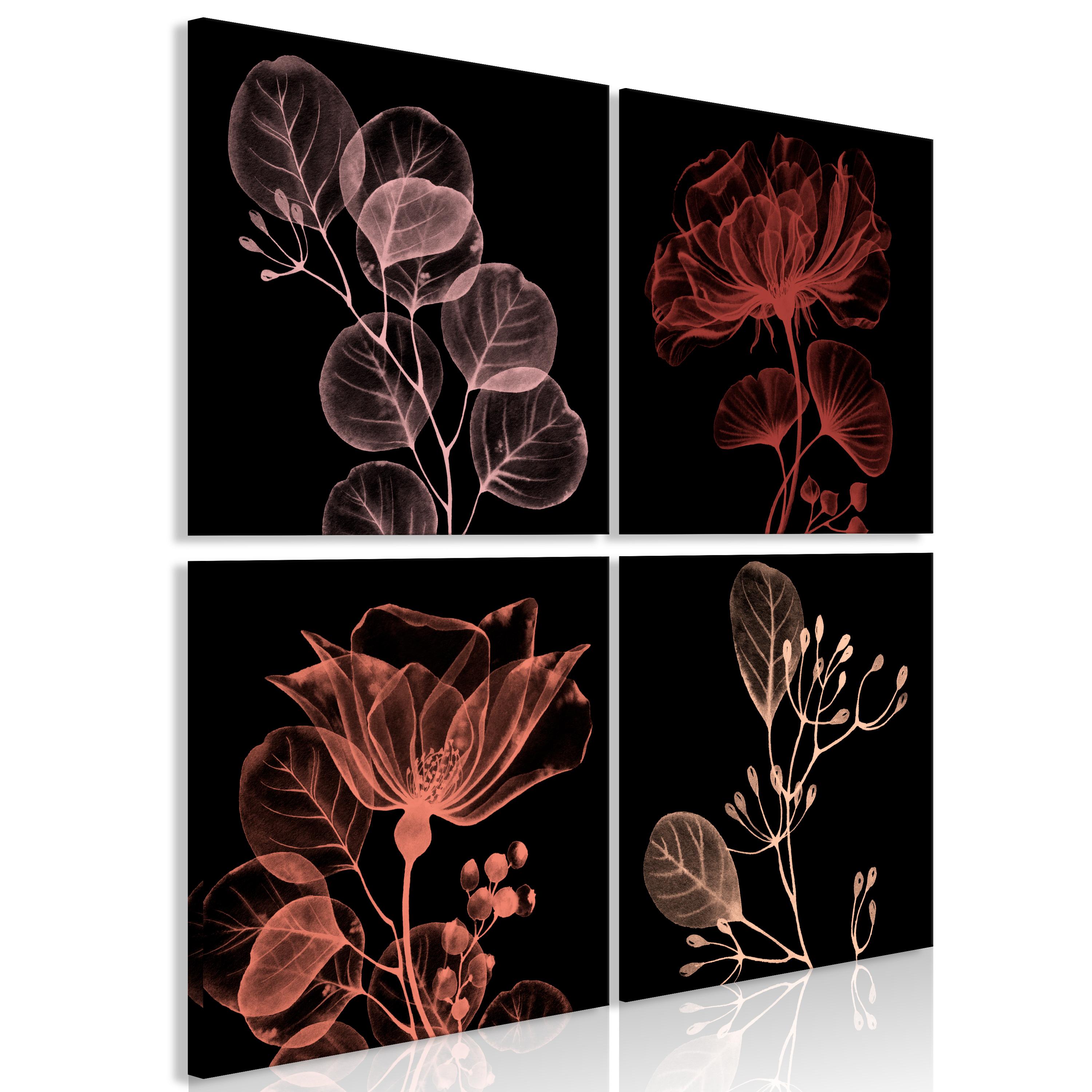 Billede - Glowing Flowers (4 dele) - 40 x 40 cm - Standard