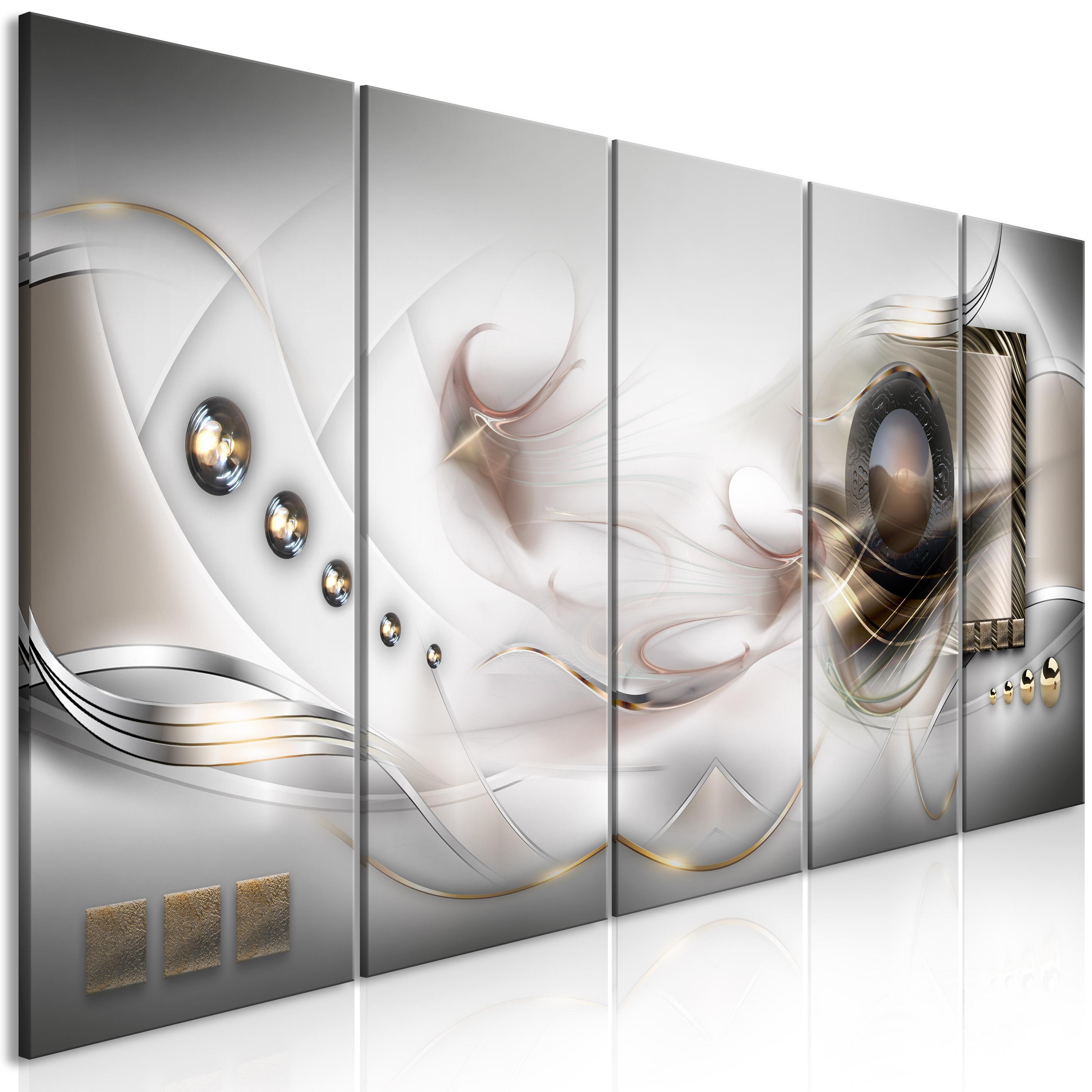 Billede - Pearly Mist (5 dele) Narrow - 225 x 90 cm - På italiensk lærred