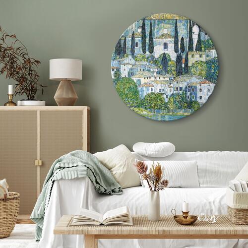 Rundt lærredsprint - Church in Cassone, Gustav Klimt - German Architecture by the River