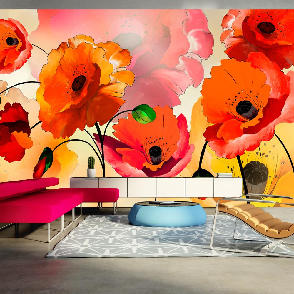 Fototapet - Velvet poppies - 490 x 280 cm - Selvklæbende