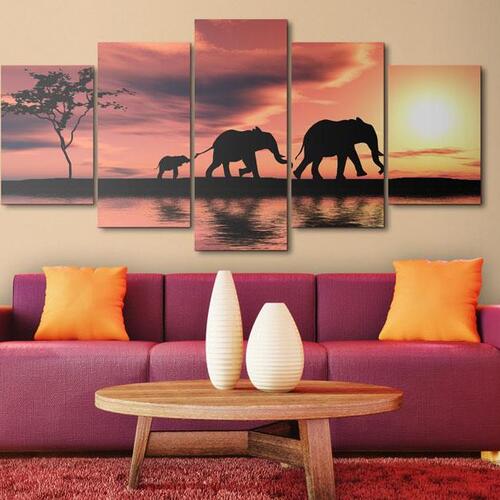 Billede - African elephants family